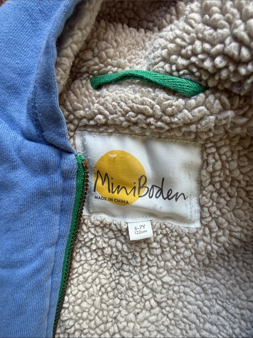 Mini Boden Blue Hoodie with dragon fleece lining 6-7y 🐉💙well loved